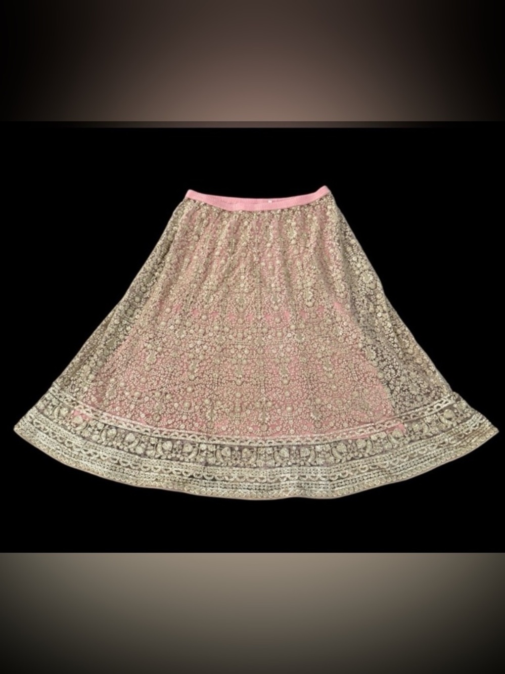 Soft Surroundings Petite Pink and Gold A-Line Skirt -Women’s Large